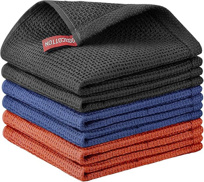 Nialnant 6 Pack Kitchen Towels, 100% Cotton Dish Cloth for Washing Dishes, Absorbent Quick Drying Dish Rags, Multipurpose Cleaning Rags-12x12 Inches
