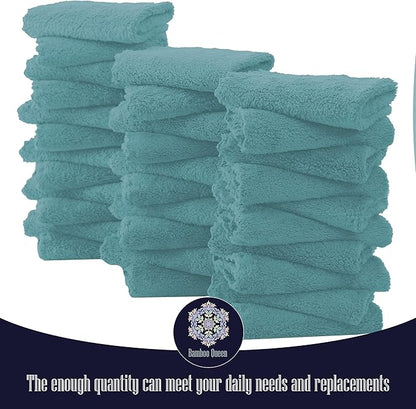 16 Pack Baby Washcloths - Luxury Coral Fleece - Extra Absorbent and Soft Wash Clothes for Newborns, Infants and Toddlers - Suitable for Sensitive Skin and New Born - Baby Shower - Teal, 10x10 Inch
