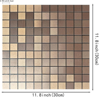 10pcs Waterproof Non-Slip Mosaic Wall Stickers, Heat-Resistant Self-Adhesive Tiles, Easy Cut & Peel for Kitchen Bathroom Bedroom Living Room (10, Coppery)
