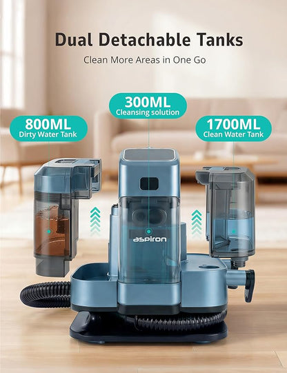 Carpet & Upholstery Cleaner Machine,20KPA Multifunctional Spot Cleaner,Professional Steamer,9 Brushes, 1.7L Water Tank,300 ML Cleaning Solution,for Carpet,Sofa,Pet Stains,Mattress,Furniture,Car