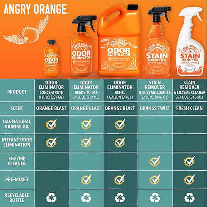 ANGRY ORANGE Pet Stain & Odor Remover for Dog Urine and Stains - Enzyme Pet Odor Eliminator for Home - Citrus - Value 2 pack