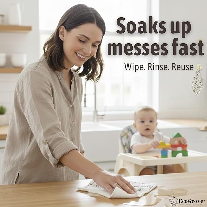 Swedish Dishcloths 2-Pack – Swedish Dish Cloths for Kitchen – Sweedish Dish Towel Alternative – Reusable Paper Towels Washable – Reuseable Cleaning Cloths – Reusable Dish Cloths with Hook