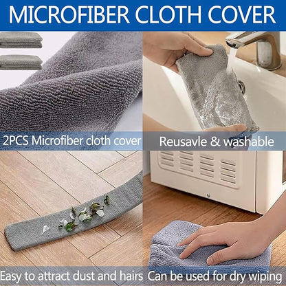 Retractable Gap Dust Cleaner with Extension Pole, Cleaning Tools with 2 Microfiber Dusting Cloths, Washable Extendable Long Handle Gap Dusters for Sofa Bed Furniture Bottom (2pcs Duster Cloths)