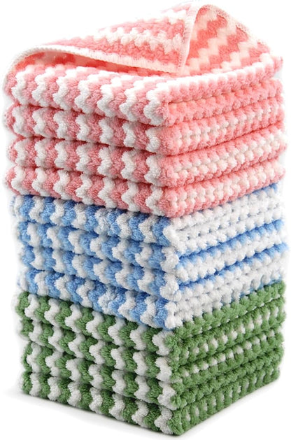 Microfiber Cleaning Cloth,Super Absorbent 12 Pack Dish Towels for Kitchen,Fast Drying Dish Cloth for Washing Dishes, Lint Free Dish Drying Towels, Reusable Kitchen Towels Set - 10"x10"