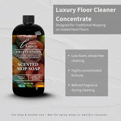 Lapew Fruity Loops Scented Mop Soap - Luxury Floor Cleaner Concentrate for Mopping Tile, Laminate, Vinyl & Hardwood | Streak-Free, Low-Foam | 36 oz