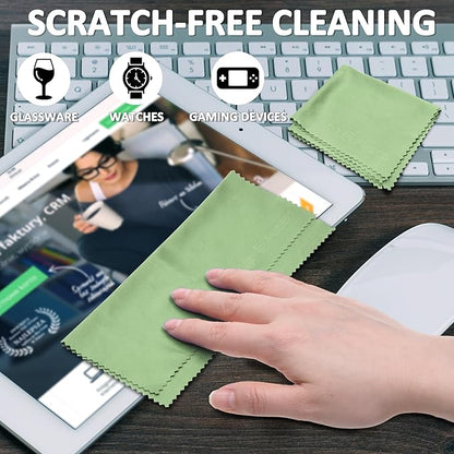 Eco-Fused Microfiber Cleaning Cloths - 12 Pack - Ideal for Cleaning Glasses, Spectacles, Camera Lenses, iPad, Tablets, Smartphones, iPhone, Android Phones, Laptops, LCD Screens