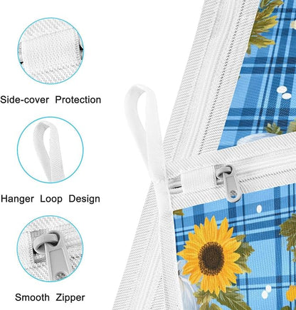 Mesh Laundry Bags Lingerie Bags for Washing Delicates 2 PCS Durable Wash Bag with Zipper Small and Medium Washable Blue Plaid Sunflower Pumpkin