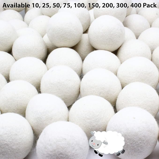Wooland Wholesale Bulk Laundry XL Premium Wool Dryer Balls - 100% New Zealand Organic Wool Natural Fabric Softener for Sensitive Skin, Babies (25 Count)