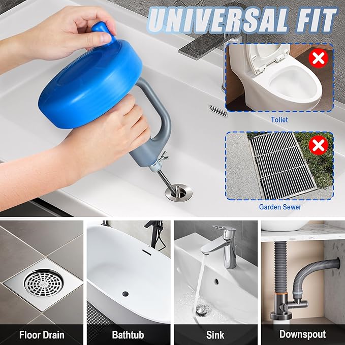 Drain Auger,32Ft Drain Snake Clog Remover,Flexible Snake Drain Hair Removal Tool,Pipe Drain Clog Remover,Plumbing Snake Pipe Blockage Dredging Tool,Bathroom Kitchen Sink Cleaner Tools