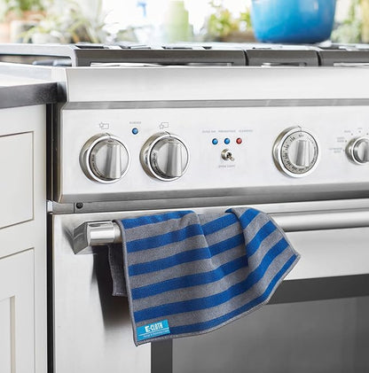 E-Cloth Range & Stovetop Cleaning Cloth, Reusable Premium Microfiber Cleaning Cloth, Ideal Oven & Glass Stove Top Cleaner, 100 Wash Guarantee, Blue & Gray, 1 Pack