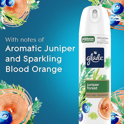 Glade Air Freshener Room Spray, Juniper Forest Scent, Odor Fighting to Deliver Long Lasting Freshness, 7.3 Oz, 6 Count