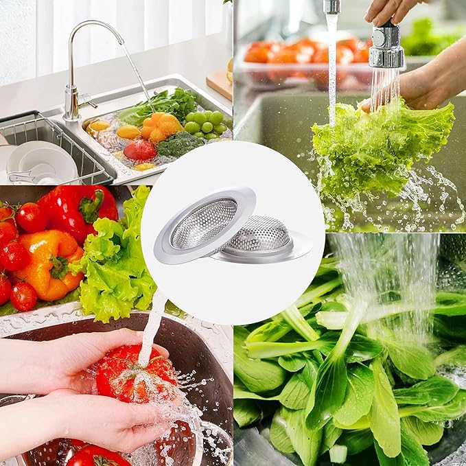 2Pcs Kitchen Sink Drain Strainer,Stainless Steel Kitchen Sink Strainer,Sink Food Catcher, 4.5" Diameter for Most of Kitchen Sinks,Anti-Clogging,Rust Resistant