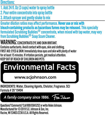 Scrubbing Bubbles Multi Surface Bathroom Cleaner Concentrate, Two 2.9 oz Concentrated Refill Bottles