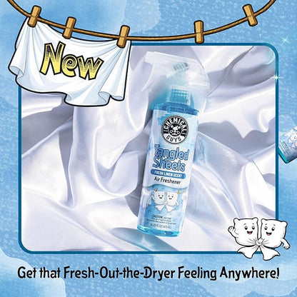 Chemical Guys Tangled Sheets Fresh Linen Scent Air Freshener Spray and Odor Eliminator, Clean Fabric Inspired Spray for Home, Office, Bathroom, Dorm, and Car Interior - 16 Fl Oz
