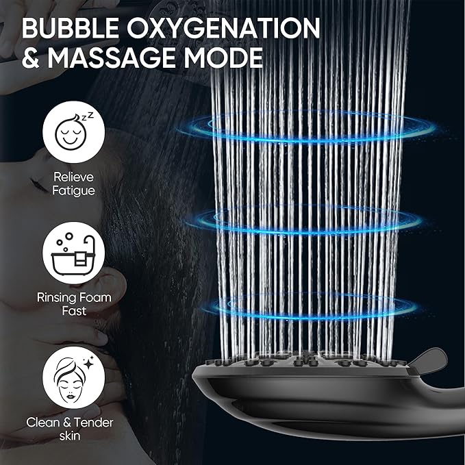 Cobbe 8-Setting Handheld Shower Head with High Pressure Shower Heads - Bathroom Showerhead Set - Detachable Showerhead with 5ft Stainless Steel Hose and Brass Swivel Bracket (Matte Black)