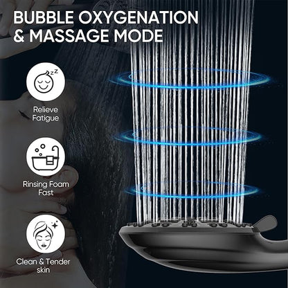 Cobbe 8-Setting Handheld Shower Head with High Pressure Shower Heads - Bathroom Showerhead Set - Detachable Showerhead with 5ft Stainless Steel Hose and Brass Swivel Bracket (Matte Black)