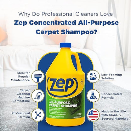 Zep High-Traffic Carpet Spot Remover 1 Gal (1 Unit) & Carpet Shampoo Concentrate 1 Gal (1 Unit) ECBD011- Complete Carpet Care Made Easy With Stain Treatment & Deep Carpet Shampoo Cleaner