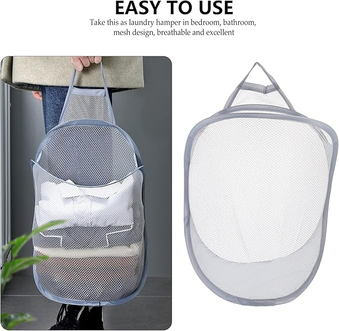 Luxshiny 2pcs Portable Folding Laundry Storage Baskets Breathable Wall-mounted Containers for Dirty Clothes Organization Bedroom and Bathroom