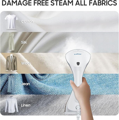 Lollair Steamer for Clothes, 20S Heat-up,1200W, 250ml,13-Vent Design for Strong Steaming, 2-in-1 Steamer & Iron, Handheld for All Fabrics, Garment Wrinkle Removal, Portable & Travel-Ready (ONLY 120V)