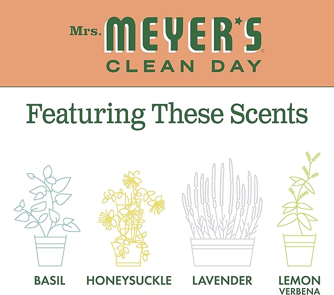 MRS. MEYER'S CLEAN DAY Kitchen Essentials Set, Includes: Hand Soap, Dish Soap, and All Purpose Cleaner, Geranium, 3 Count Pack