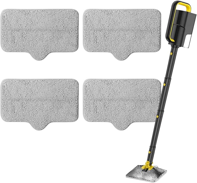 Steam Mop Pads Compatible with ScrubWiz & LABIGO Steam Mop Cleaner - Washable and Reusable Microfiber Replacement Mop Pads for Cleaning Floors and Carpets, 4 Pack