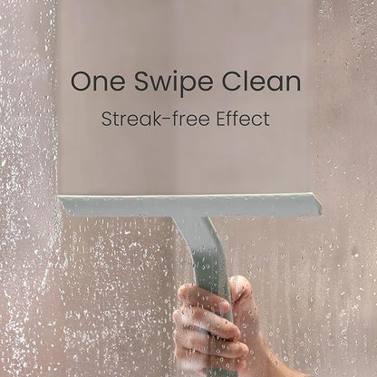dancemoon JustHang Shower Squeegee for Glass Doors, All-in-One Award-Winning Silicone Squeegee with Built-in Hook for Bathroom, Window, Mirror, Tile Wall, Car, Streak-Free Cleaner Tool, 10-Inch Green