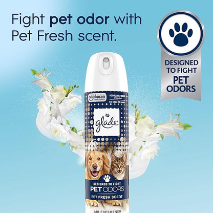 Glade Air Freshener Room Spray, Pet Fresh Scent, Odor Fighting to Deliver Long Lasting Freshness, 7.3 Oz, 6 Count