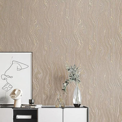 Gold Khaki Wood Peel and Stick Wallpaper Stripe, 20.8" x 118" (53cm x300cm), Removable, Self-Adhesive, 3D, Modern, Rustic, Industrial, Bathroom, Bedroom, Decorating