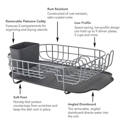 KitchenAid Low Profile Carbon Steel Dishrack, one size, Charcoal