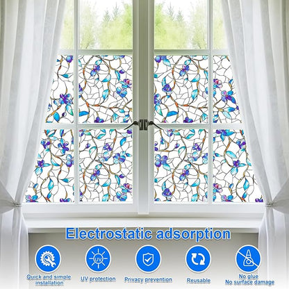 Frosted Glass Window Film, Heat Insulation, UV Block, Anti-Glare, One Way Privacy Tint, Static Cling for Home Bathroom Door, Renter Friendly, Day & Night Privacy