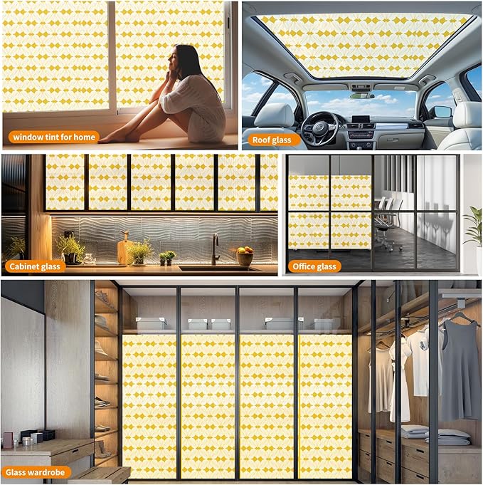 Frosted Glass Window Film, Heat Insulation, UV Block, Anti-Glare, One Way Privacy Tint, Static Cling for Home Bathroom Door, Renter Friendly, Day & Night Privacy