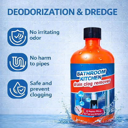 Drain Clog Remover, Drain Clog Dissolver, Opener-Cleaner, Toilet Clog Remover-Professional Strength Liquid Pipe Build Up Remover (2 pcs)