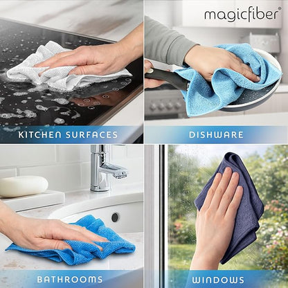 MagicFiber Microfiber Cleaning Cloth - Higher Quality, Larger Size - Micro Fiber Cloth for Cleaning Rags, Dust Cloths, Kitchen Dish Towels (12 Pack, 13”x11”)