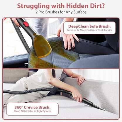 Carpet Cleaner Shampooer, MUJERBAY 15Kpa Portable Spot and Stain Cleaner, Easy Move with Handle, 1.5-inch Deep Cleaning Machine for Couch, Stairs, Car and Pet Messes.