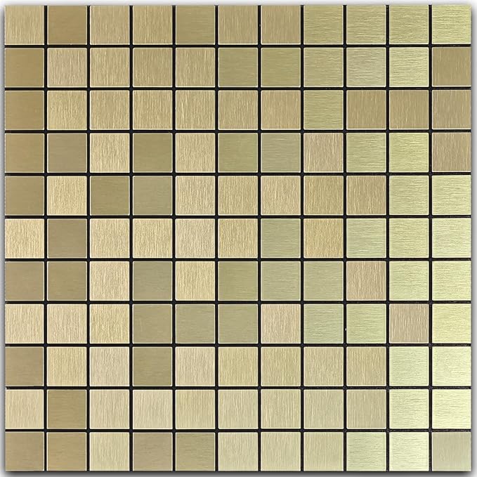 10pcs Waterproof Non-Slip Mosaic Wall Stickers, Heat-Resistant Self-Adhesive Tiles, Easy Cut & Peel for Kitchen Bathroom Bedroom Living Room (10, Golden)