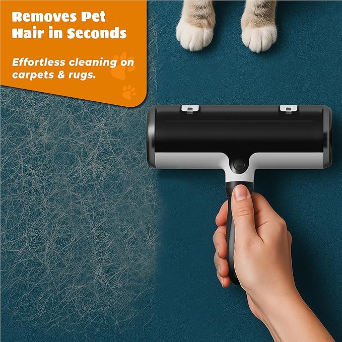 Pet Hair Remover and Reusable Lint Roller - Cat and Dog Hair Remover for Couch, Furniture, Carpet, Clothing and Bedding - Portable, Multi-Surface Fur Removal Tool (Gray)