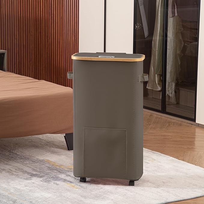 Laundry Basket with Wheels, Tall Dirty Clothes Hamper on Wheels, Rolling Laundry Hamper with lid for Dorm, Bedroom and Bathroom