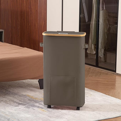 Laundry Basket with Wheels, Tall Dirty Clothes Hamper on Wheels, Rolling Laundry Hamper with lid for Dorm, Bedroom and Bathroom