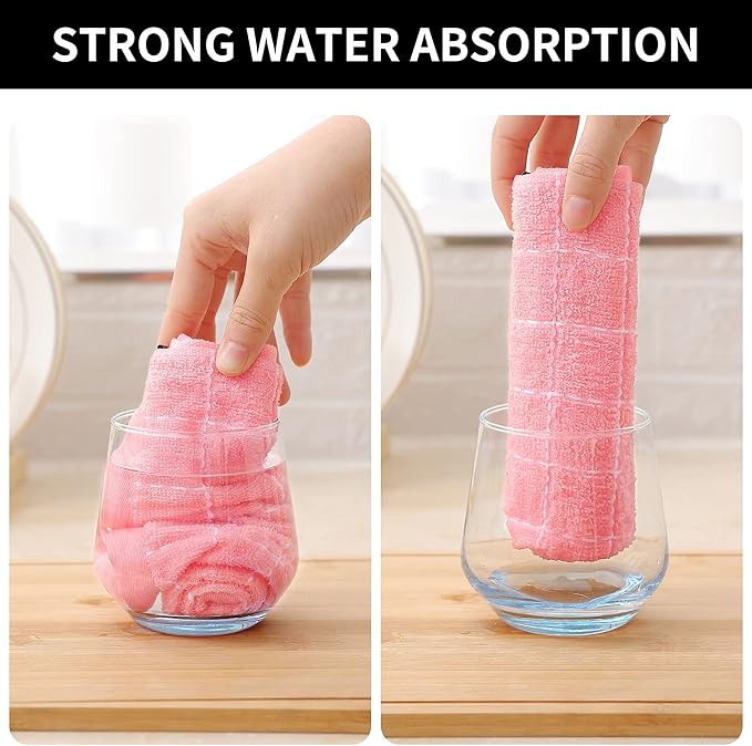 Homaxy 100% Cotton Terry Kitchen Dish Cloths, Ultra Soft and Absorbent Dish Towels for Kitchen, Suitable for Drying and Washing Dishes, 18 Pack, 12 x 12 Inches, Pink