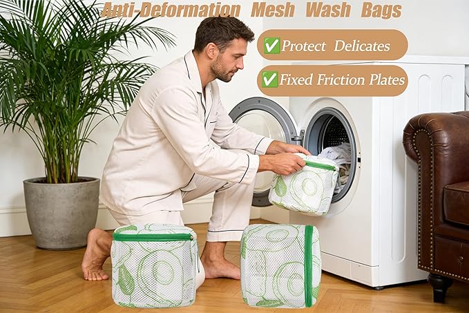 3 Pack Delicates Laundry Bags for Bras and Lingerie – Mesh Wash Bags with Anti-Deformation Structure & Fixed Friction Plates – Prevent Tangling, Snags & Stretching – Ideal for Sports Bras, Travel