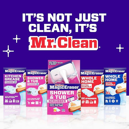 Mr. Clean Magic Eraser Sponge, Bathroom, Shower, Tub Cleaner, Soap Scum Remover, Bathroom Cleaning Supplies, Dawn Cleaning Power with Lavender Scent, Shower & Tub, 6ct