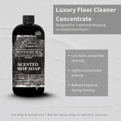 Lapew Midnight Ice Scented Mop Soap - Luxury Floor Cleaner Concentrate for Mopping Tile, Laminate, Vinyl & Hardwood | Streak-Free, Low-Foam | 36 oz