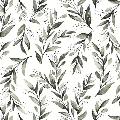 Livebor Olive Leaf Wallpaper Peel and Stick Leaf Contact Paper 17.7inch x 590.5inch Sage Green Peel and Stick Wallpaper Modern Farmhouse Wall Paper Neutral Removable Self Adhesive Decorative Vinyl