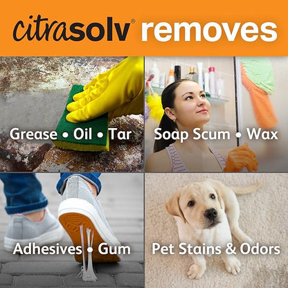 Citra Solv Concentrated Cleaner & Degreaser, Deodorizer, Paint & Adhesive Remover, for Home and Outdoor, Natural Orange Oil, Safe, Valencia Orange - 32 Fl Oz (3-Pack)