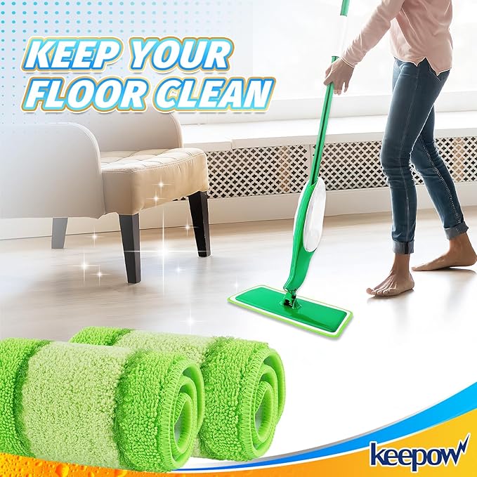 4 Pack Spray Mop Pads Refills Compatible with Libman Freedom Spray Mop, Reusable Microfiber Spray Mop Head Replacement, 16 in Spray Mops for Floor Cleaning (ONLY Pads)