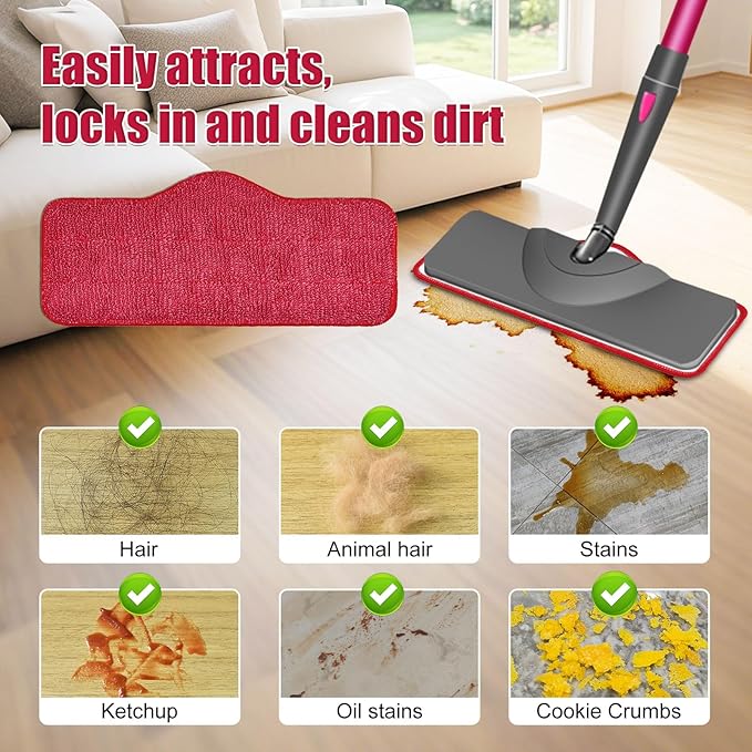 Yuunaie Steam Mop Pads for Schenley, 6-Pack Microfiber Pads for Schenley Steam Mop 7 in 1, Machine Washable Reusable Replacement Mop Pads Compatible with Schenley Steam Mop Cleaner