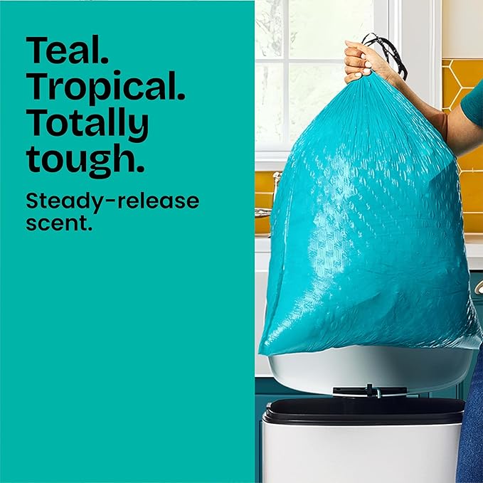 Glad ForceFlex MaxStrength Kitchen Trash Bags, 13 Gal, Bahama Bliss Febreze, 90 Ct (Pack May Vary)