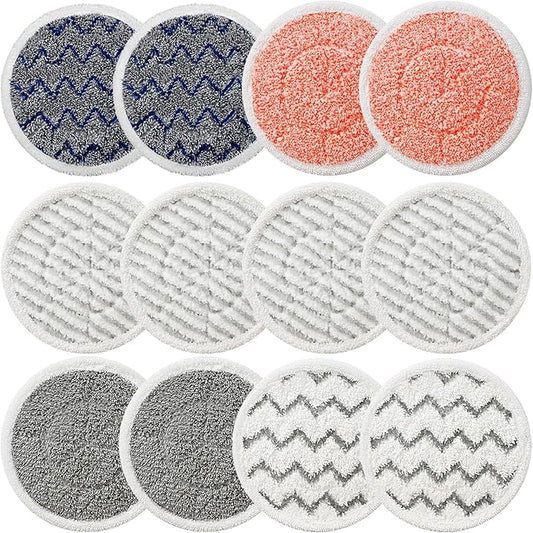 12 Pack Upgraded S7001 Pads Replacement Steam Mop Pads for Shark S7001 S8201 S7000 S8001 S7201 S7000AMZ S7001TGT Series Steam Mop Pads,Steam&Scrub All-in-One Scrubbing Mop Pads,Part Model #:XKITP7000