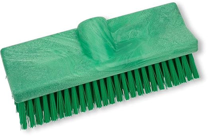 SPARTA 40423EC09 Plastic Floor Scrub Brush, Wall Brush, Equipment Brush With Nonabsorbent Bristles For Industrial Kitchens, Hospitals, Commercial Cleaning, 10 Inches, Green