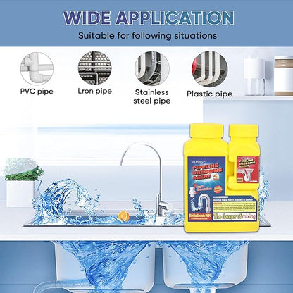 Drain Cleaner Powder, Pipe Cleaning Agent for Kitchen Sink, Bathroom, Toilet and Floor Drains, Quick Action Pipeline Cleaner for Clogged Drains, Easy-to-Use Household Pipe Cleaning Solution (Yellow)